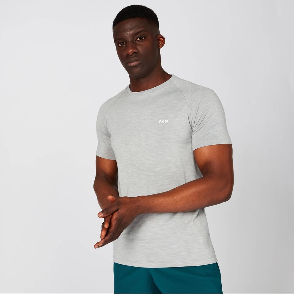 Men’s Myprotein Performance Workout Top T-Shirt - Grey Chrome Marl Size Medium